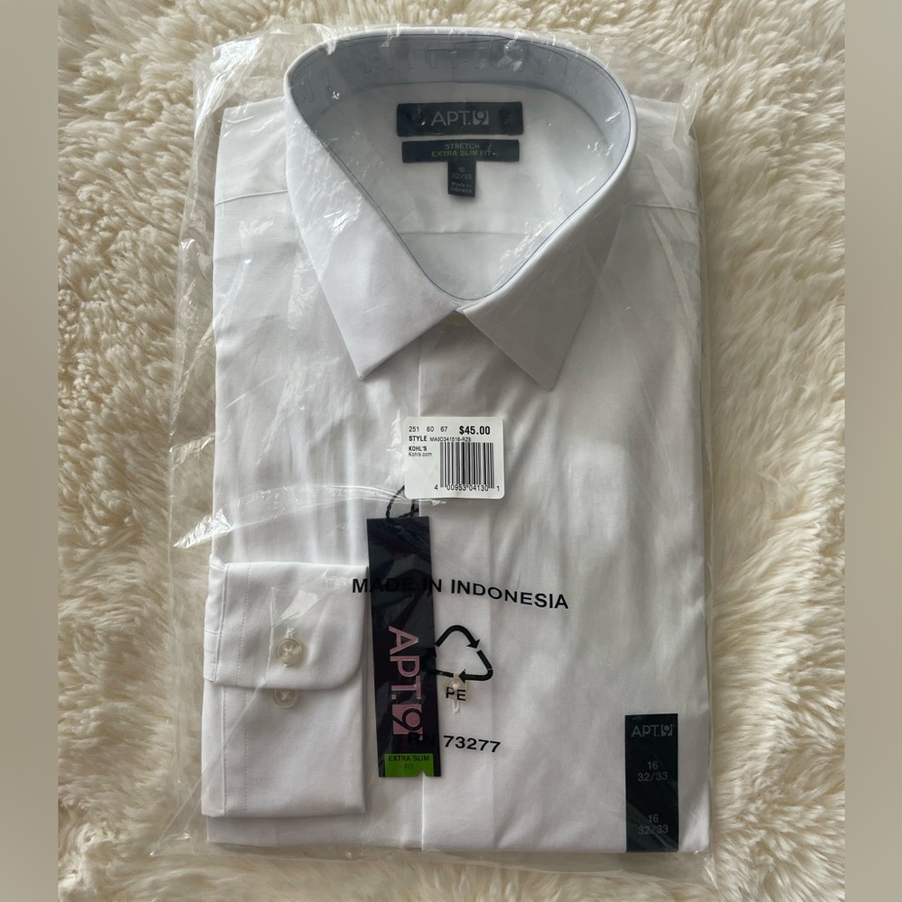 APT 9 men slim fit,White dress shirt. Brand new (quantity 5) sold separately